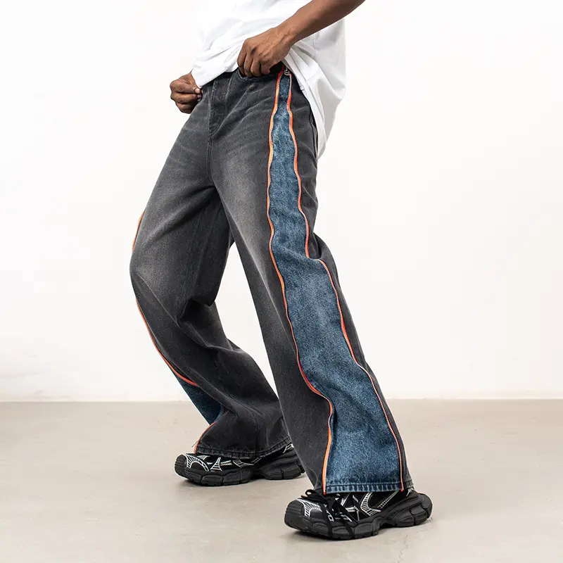 TTgarment Washed Custom Patchwork Jeans