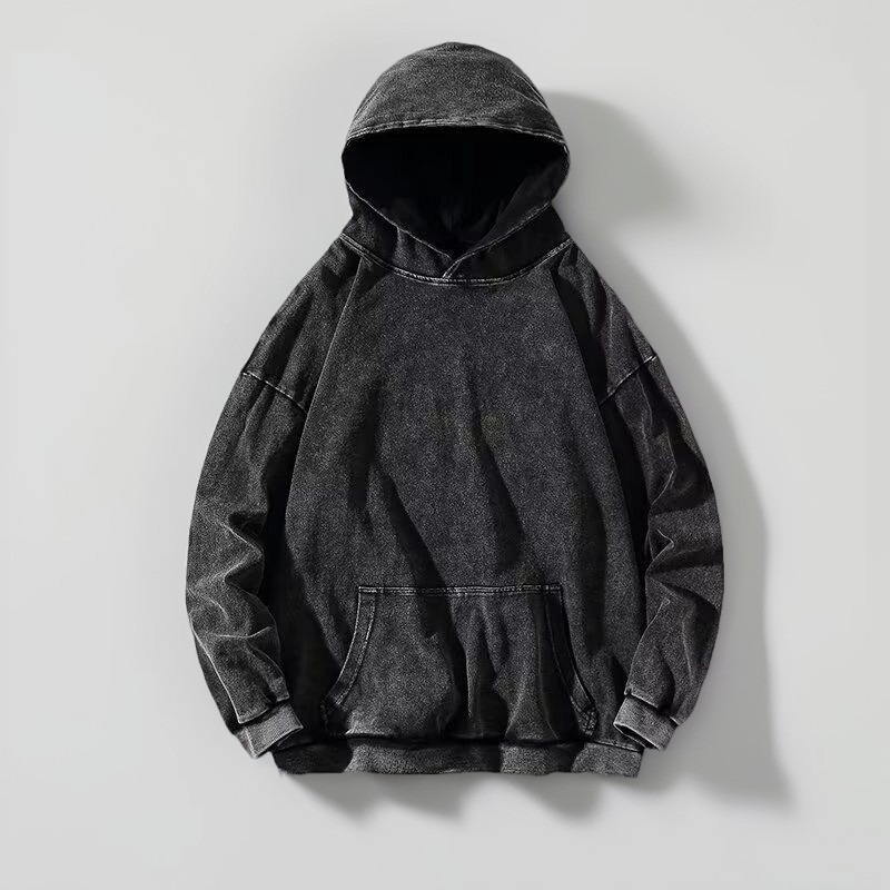 Wholesale Customs Clothes Mens Heavyweight Cotton Oversize Acid Washed Sun Faded Hoodie Blank Vintage Cropped Hoodies Men AWW006