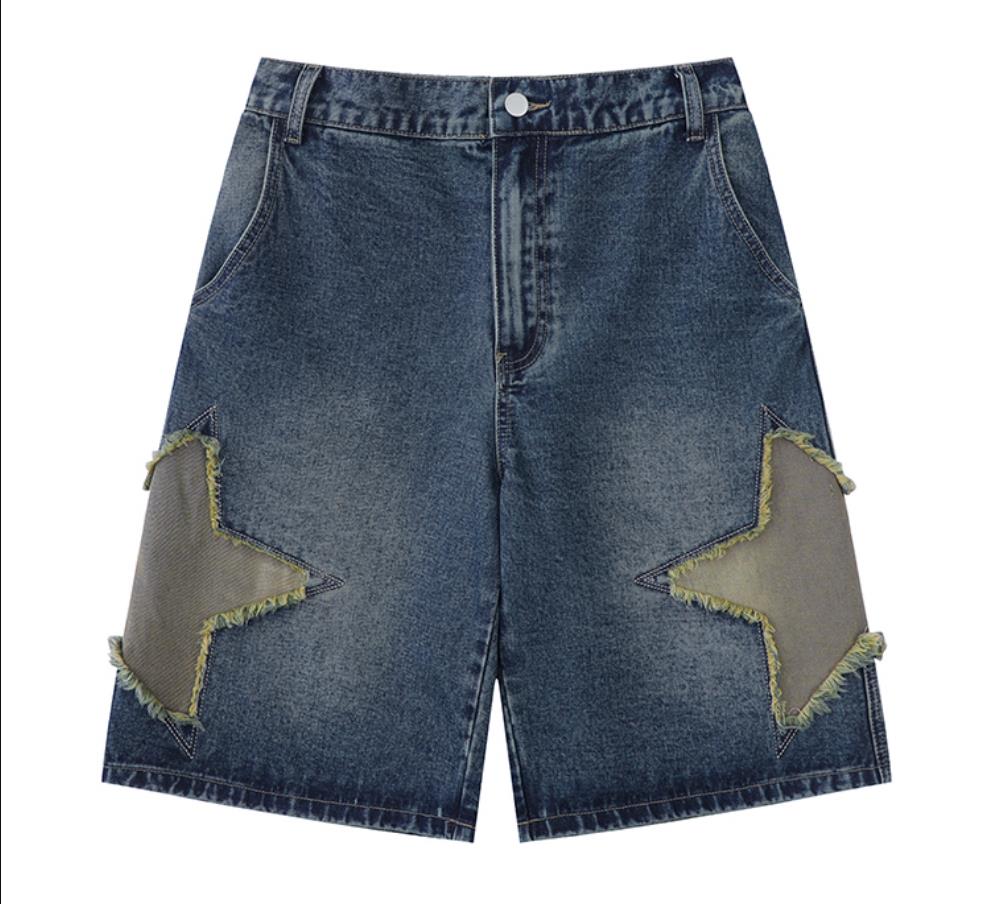 TTgarmentCustomized Patch Star Embroidered Denim Shorts Y2K004